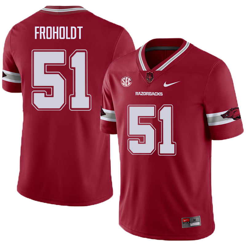 Men #51 Hjalte Froholdt Arkansas Razorback College Football Alternate Jerseys Sale-Cardinal